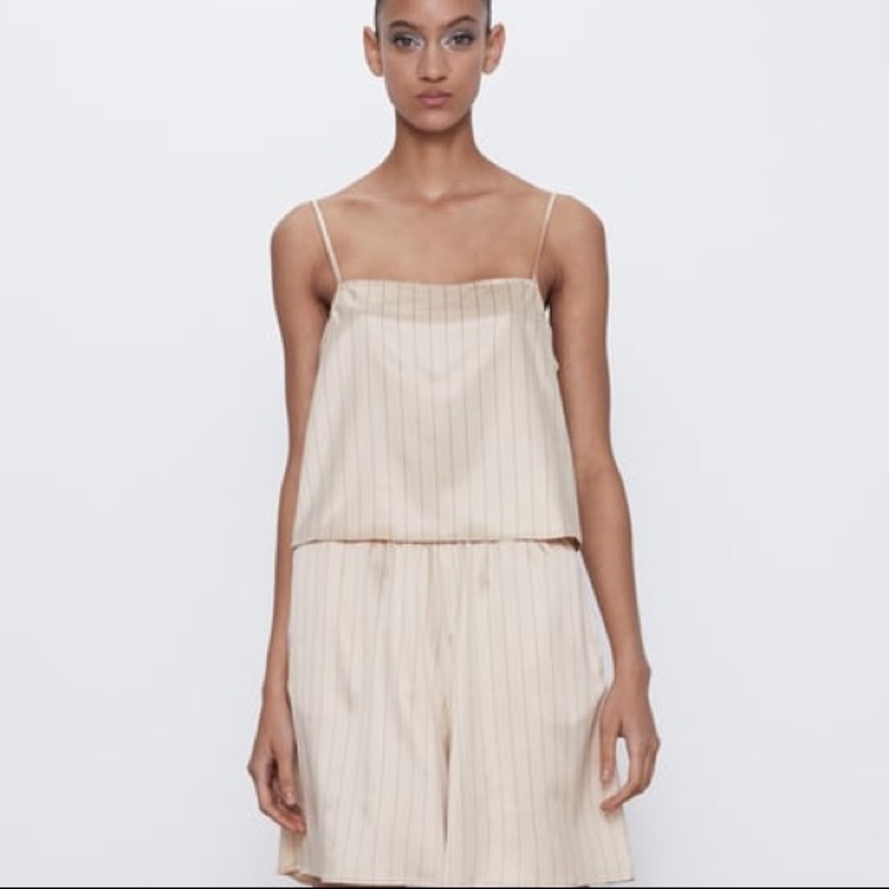 Zara Satin Effect Striped Top